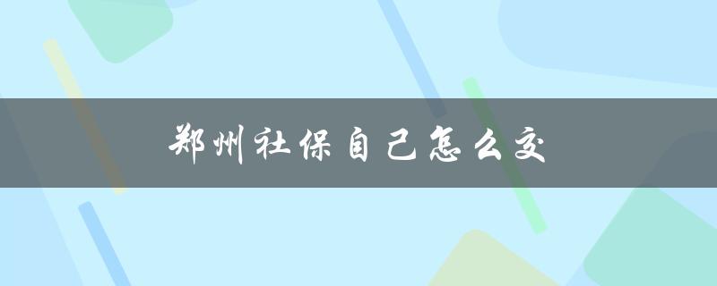 郑州社保自己怎么交