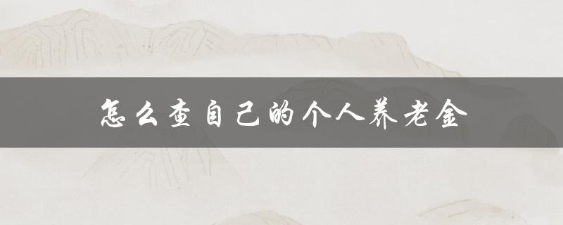 怎么查自己的个人养老金