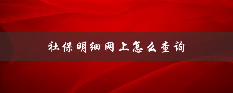 社保明细网上怎么查询