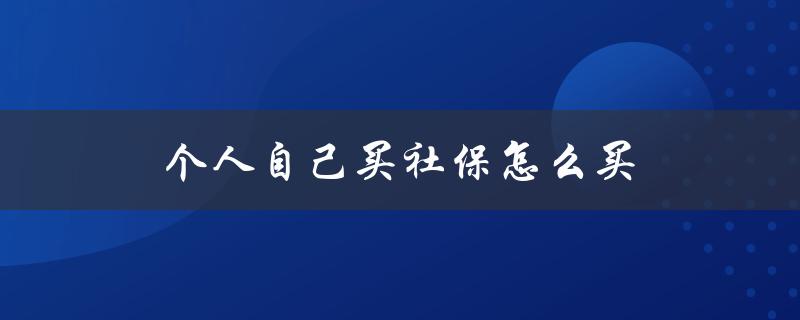个人自己买社保怎么买