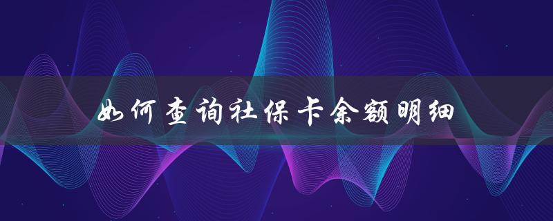 如何查询社保卡余额明细