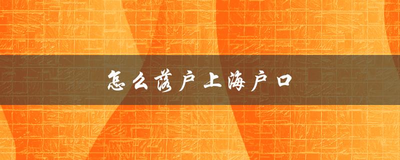 怎么落户上海户口