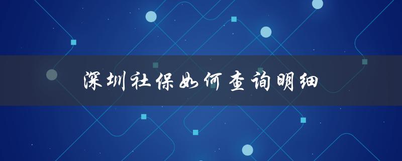 深圳社保如何查询明细