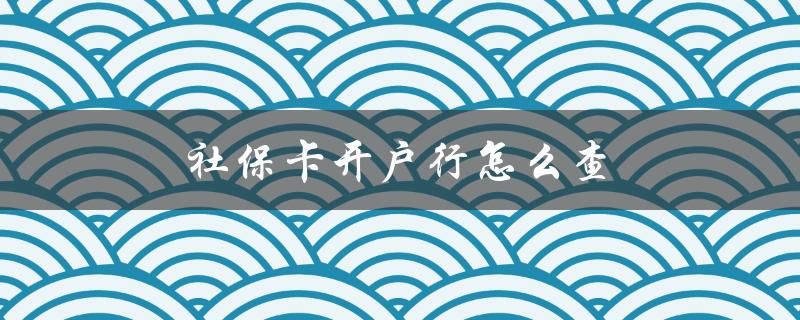 社保卡开户行怎么查