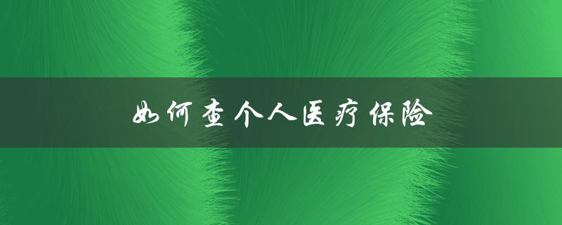 如何查个人医疗保险